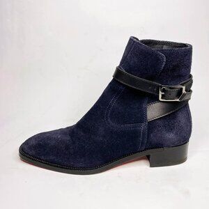 Louboutin Kicko navy suede ankle boots